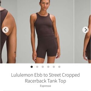 Lululemon Ebb To Street Cropped Racerback Tank Top ESPRESSO Sz 6 RARE